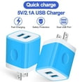 thumbnail image 5 of ABCPOW USB Wall Charger,USB Charger Block Adapter,2.1A/2PACK Dual Port Fast Charging Station Power Base Charger Block Plug for iPhone Wall Charger,Blue, 5 of 6
