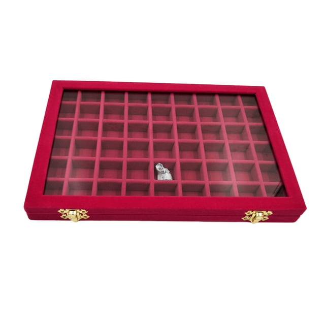 Lints Jewelry Organizer Large Capacity Storage Box Tray Box Display Necklace Rings Holder with Lid for Home Travel Multifunction Case Rose Red