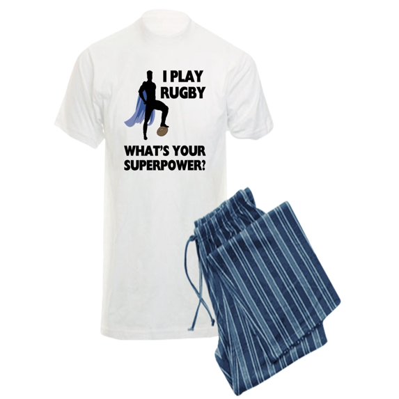 CafePress - Rugby Superhero - Men's Light Pajamas