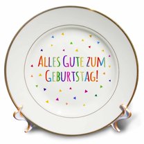 3dRose, Alles Gute zum Geburtstag - Happy birthday in German colorful text, 8 inch Porcelain Plate