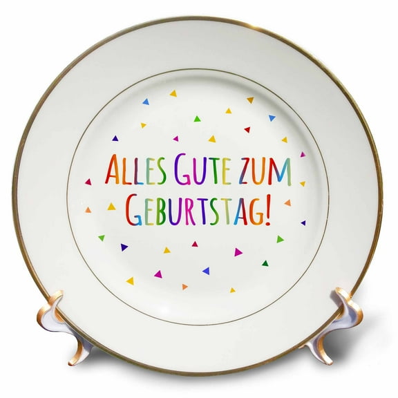3dRose, Alles Gute zum Geburtstag - Happy birthday in German colorful text, 8 inch Porcelain Plate