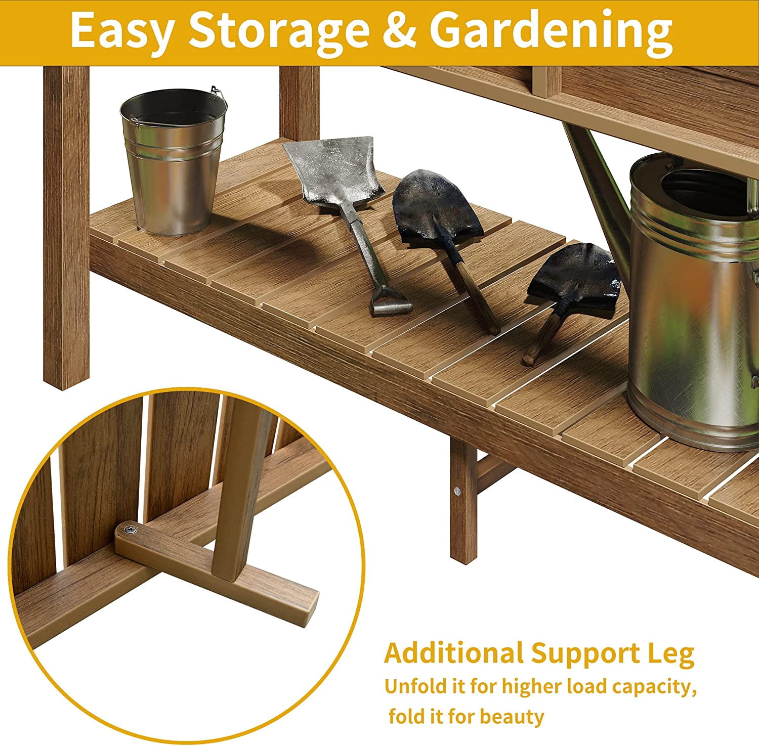 Dextrus 48in Raised Garden Bed With Storage Shelf, Elevated Garden Bed for Backyard, Patio, Balcony - Brown