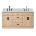 thumbnail image 2 of Ariel Hepburn 67 Inch Double Oval Sink Bathroom Vanity With Italian Carrara Marble Countertop 1.5 Inch Edge In Oak, 2 of 10
