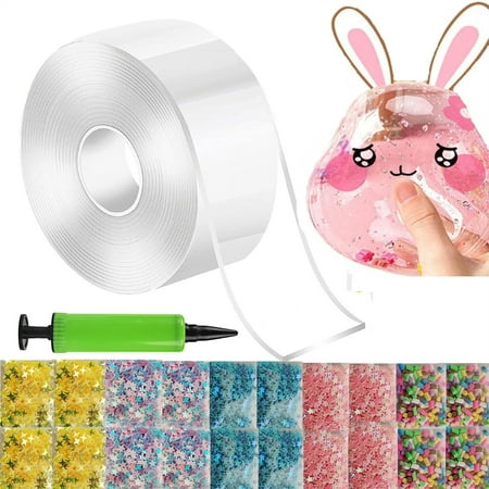 

Nano Tape Bubble Kit Double Sided Tape Plastic Bubble Super Elastic Bubble Balloons With Inflator And 20 Pack Bubble Filling