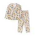 thumbnail image 1 of Balery Dog Faces Conjunto de Pijama con Estampado para Mujer, Conjunto de Dos Piezas con Manga Larga, Ropa de Dormir Suave con Bolsillos, Pijamas Cómodos-Large, 1 of 7