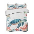 thumbnail image 2 of Teal Red Coastal King Size Down Alternative Comforter, Lightweight Comforter Quilt Bedding Set with Pillow Shams Summer Beach Turtle Starfish Nautical All Seasons Bed Comforter Duvet Insert 96"x106", 2 of 7