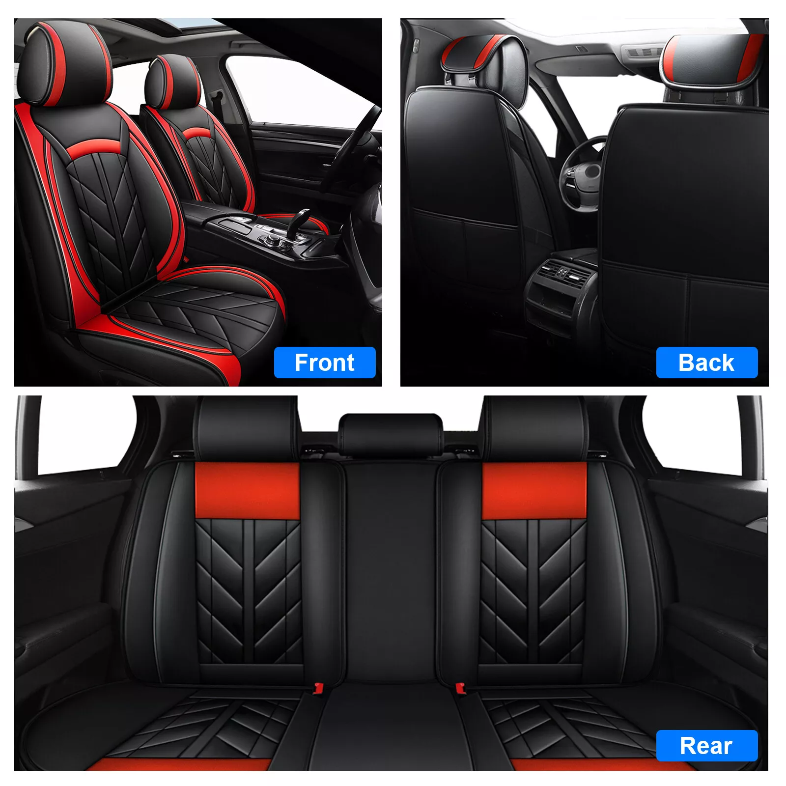 Fit for Subaru Crosstrek Car Seat Covers, Comfortable Leatherette Front Back Seat Cushion Protector Full Set for Forester| Impreza| Legacy| Outback Black Red