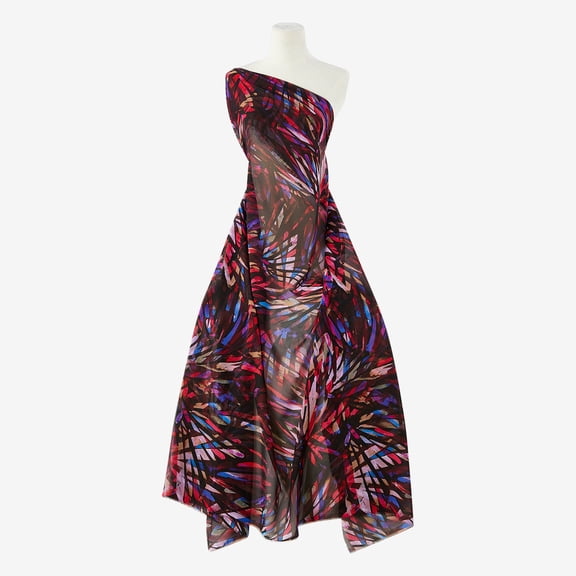 Zelouf Zs1909Q Print Hi Multi Chiffon  , Sewing, DIY, Crafts Fabric by the Yard, 936 Blk/berry, 3 Yard