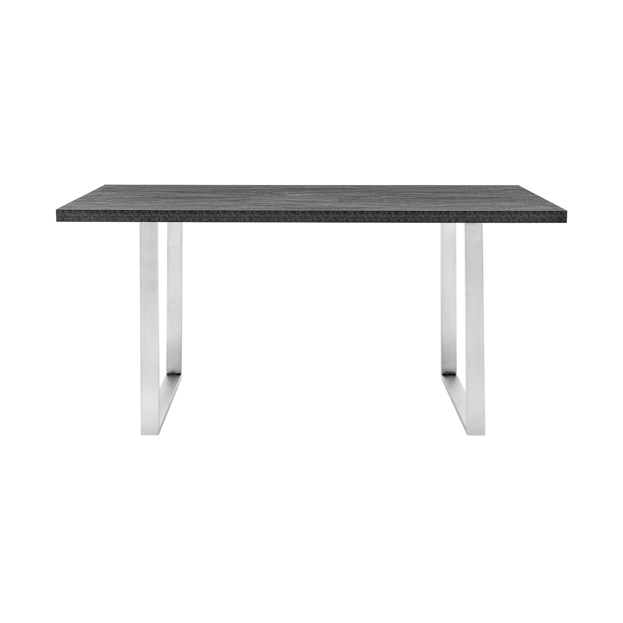 Armen Living Fenton Wood & Metal Dining Table in Charcoal/Stainless Steel