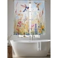 thumbnail image 6 of Sheer Curtains 63 Inches Long, Spring Hummingbird Floral Light Filtering Window Curtains for Living Room, Farmhouse Flower Botanical Rod Pocket Voile Sheer Curtain Drapes, 52"W x 63"L, 2 Panels, 6 of 8