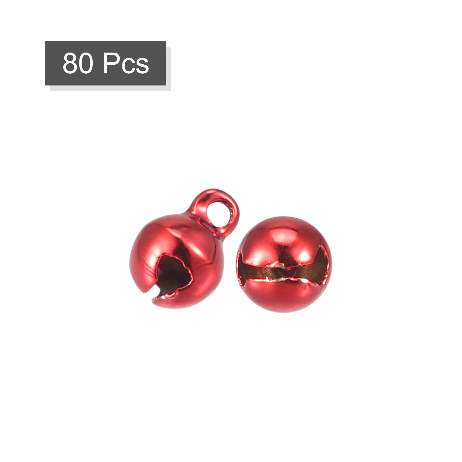 Unique Bargains Jingle Small Bells for Craft DIY Christmas Decoration Red 0.23in 80Pcs