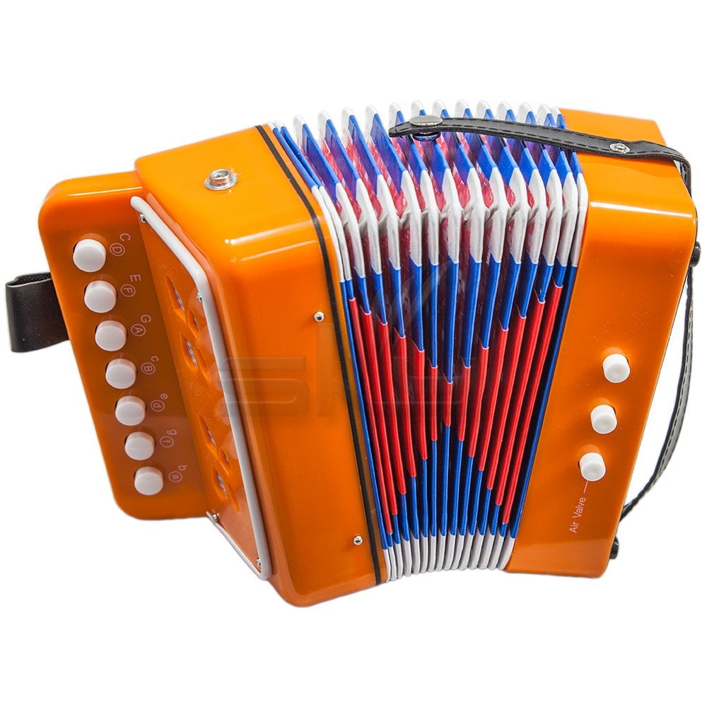 SKY Accordion Orange Color 7 Button 2 Bass Kid Music Instrument High