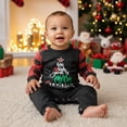 thumbnail image 6 of Christmas Family Pajamas Matching Set Letter Print Long Sleeve Tops and Plaid Pants Sleepwear, 6 of 7