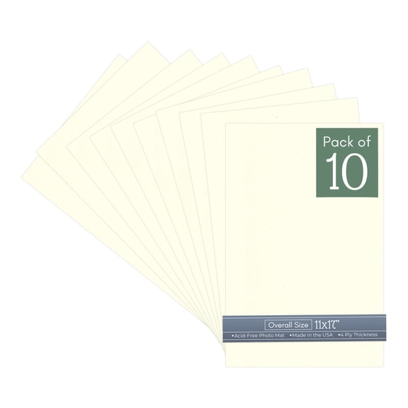 Cream Linen 11x17 Uncut Art Mat Board - No Opening - 10 Mats