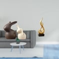 thumbnail image 2 of Juego De Estatuas De Cerámica De Conejo Y Fuego Abstracto, Decoración De Conejo De Pascua De Porcelana Con Figura De Llama De Resina Moderna Para Gabinete, Jardín, Sala De Estar, Interior, 2 of 8