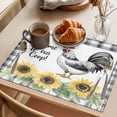 thumbnail image 3 of Retro Rooster Placemats Set of 8 Sunflower Plaid Watercolor Animals Place Mats Indoor Wipeable Table Mats Washable Cloth Dining Table Placemats for Kitchen Holiday Party Home Decor 13x19 Inch, 3 of 9