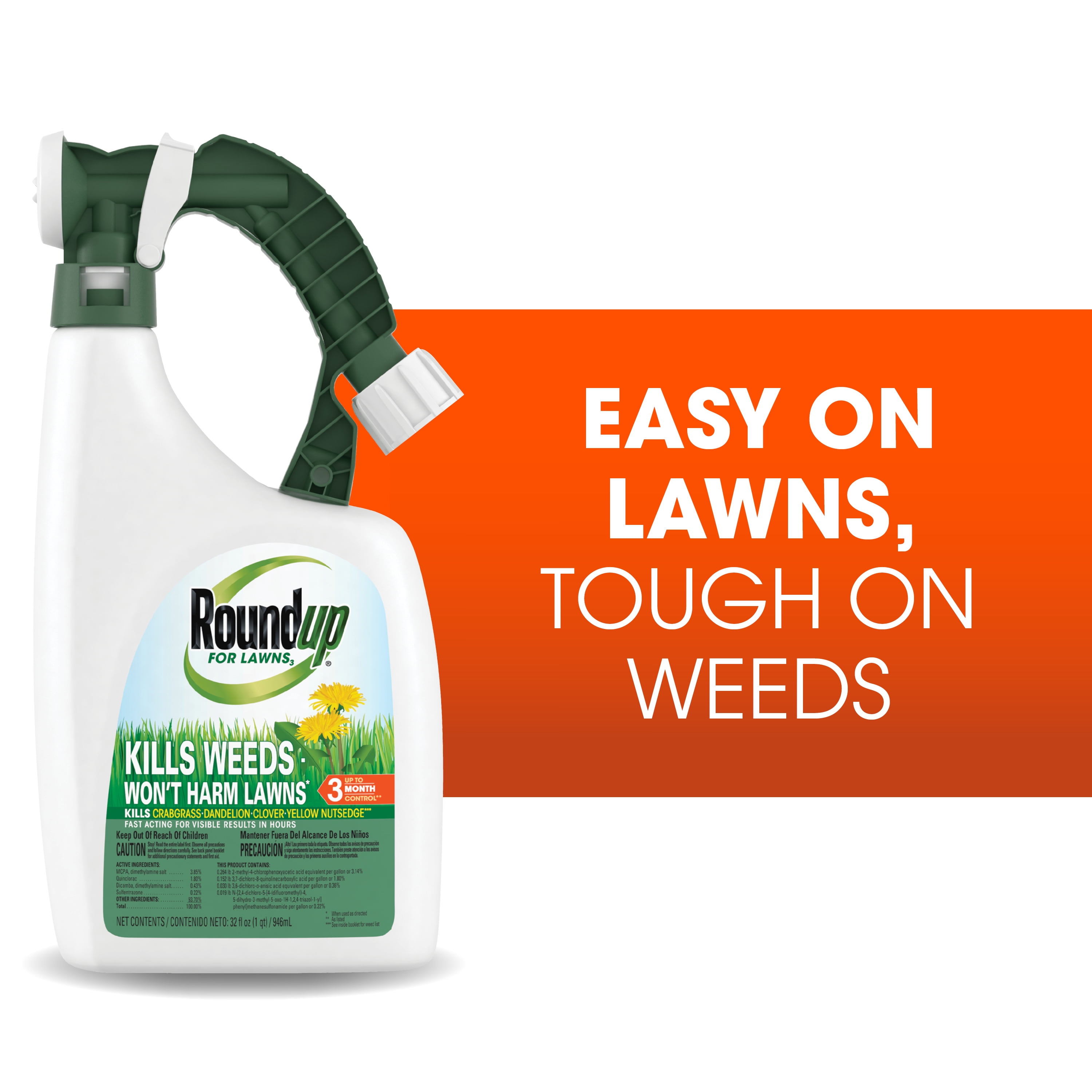 (2 pack) Roundup For Lawns3 Ready-to-Spray, Weed Killer for Northern Grasses, 32 fl. oz.