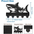 thumbnail image 2 of Shark Wall Mount Coat Rack Wood Fish Key Hanger for Wall 11.8×7.9inch Sea Ocean Creatures Key Holder Key Rack 5 Alloy Hooks Black Wall Art Decor for Gift Living Room Office Entryway, 2 of 9