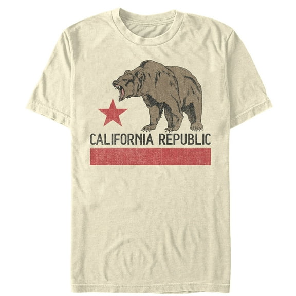 Men's Lost Gods Hungry California Republic Bear  Graphic Tee Cream Small