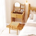 thumbnail image 2 of Costway 23.5" Compact Makeup Table Set with 2 Drawers Open Storage Shelves Vanity Stool, 2 of 8