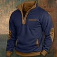 thumbnail image 2 of Fall Sweatshirt Men's Zip Up Hoodless Sweatshirt Winter Casual Pullover Jacket for Daily Wear Comfortable Soft Warm Athletic Top Size:2XL, 2 of 5