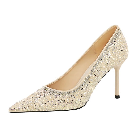 Women's Pumps Stiletto High Heel 8CM Shimmering Sequins Wedding Evening Party Court Shoes
