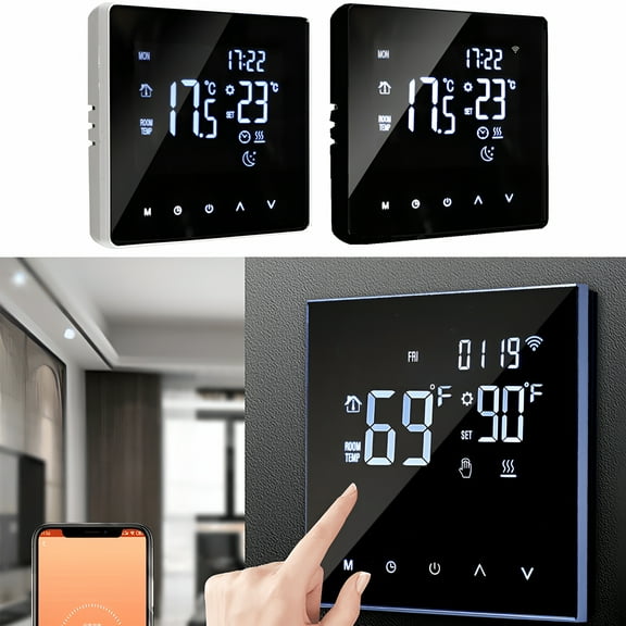 HIBIBUD 2026 New Smart Thermostat for Home Wifi,App Thermostat,For Air and Ground Energy Heat Pumps,Lcd Color Screen,Voice Control,Energy Efficient,Easy Diy for Home,Office,Apartment,Condo