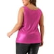 thumbnail image 2 of Agnes Orinda Blusas de Talla Grande para Mujeres, Sin Mangas, Cuello Redondo, Ropa de Fiesta y Club, Top Metálico Holográfico Brillante 3X Rosa Fucsia, 2 of 8