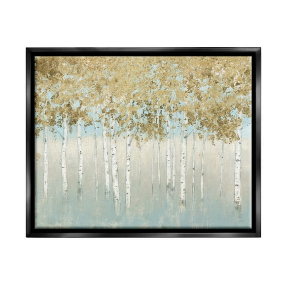 Stupell Industries Abstract Gold Tree Landscape Painting Jet Black Framed Floating Canvas Wall Art, 16x20, by James Wiens