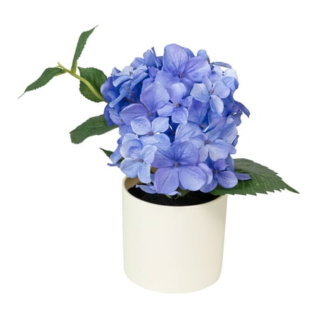 Mainstays 8" Artificial Blue Hydrangea in Cream Pot, for Indoor Use
