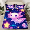thumbnail image 2 of Manfei Cartoon Animal Axolotl Twin Sheet Sets,Dreamy Planet Stars Twin Fitted Sheet,Kawaii Pink Salamander Flat Sheet,For Teens,Microfiber Bedroom Decor,3 Pieces, 2 of 7