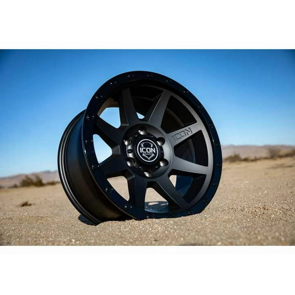 ICON Alloys Rebound, Double Black, 18 x 9 / 6 x 5.5, 0mm Offset, 5" BS Fits select: 2007-2023 CHEVROLET SILVERADO, 2019-2023 RAM 1500
