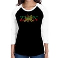 thumbnail image 1 of LA Pop Art Women's Raglan Baseball Word Art T-shirt - Zion - One Love, 1 of 2