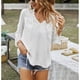 thumbnail image 2 of Camisa informal de manga tres cuartos, blusa informal para mujer, blusa informal con cuello en V, blusa informal de funcionamiento suave, 2 of 9