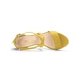 thumbnail image 5 of BLISSFUL STEP Women's Open Toe Cross Strap Mid Block Heel Sandals Yellow 5, 5 of 9