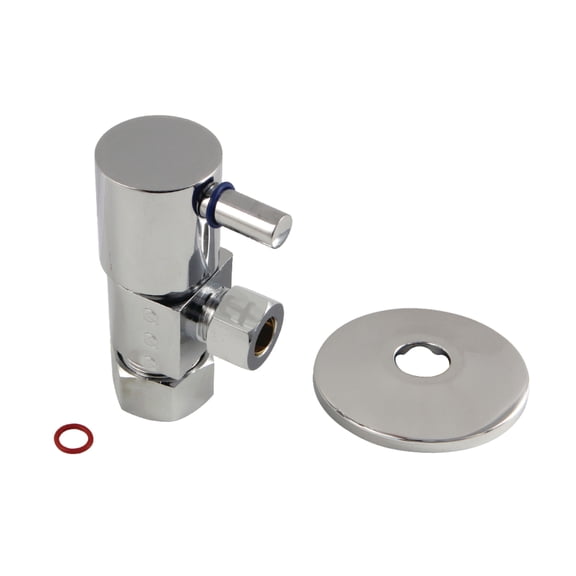 Kingston Brass CD53301DLK 5/8-Inch O.D. Comp x 3/8-Inch O.D. Comp Anti-Seize Deluxe Quarter-Turn Ceramic Hardisc Cartridge Angle Stop with Flange in Polished Chrome
