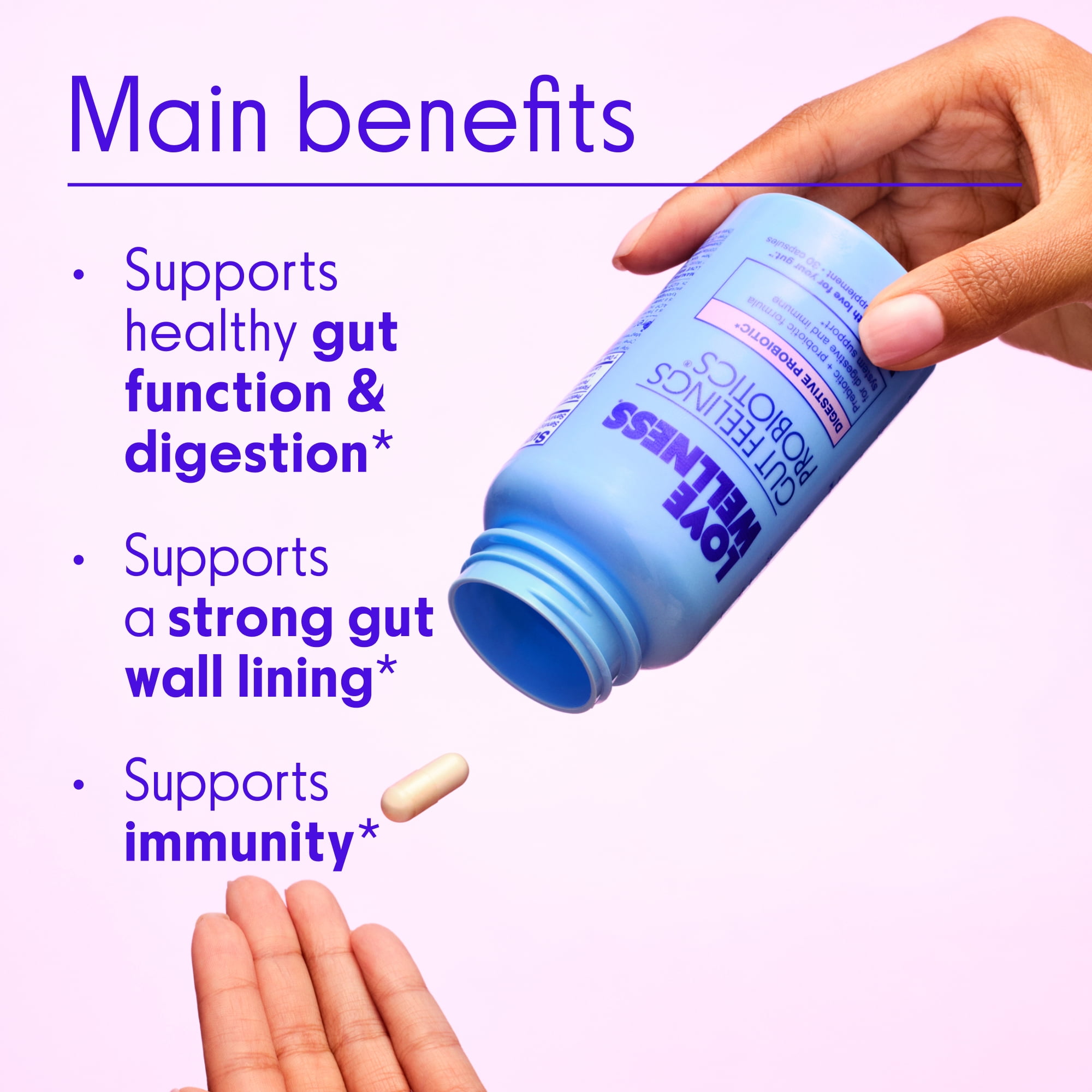 Love Wellness Gut Feelings Probiotics, Digestive Probiotic, 30ct