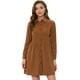 thumbnail image 1 of INSPIRE CHIC Vestido camisero de manga larga para mu?eca de trabajo con cuello abotonado de pana para mujer marrón XS, 1 of 5