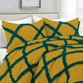 thumbnail image 2 of 1 Piece Luxury Two Tone Diamond Ruffle Pattern Comforter Super Soft, All Season 800 Thread Count, 100% Egyptian Cotton, Oversized Super King Size Gold-Teal Color, 2 of 4