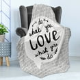 thumbnail image 4 of Love What You Do Soft Flannel Fleece Blanket, Hand Drawn Monochrome Message with Leaves on Striped Backdrop, Cozy Plush for Indoor and Outdoor Use, 50" x 70", Charcoal Grey and White, by Ambesonne, 4 of 5