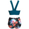 thumbnail image 4 of Roaso Women's Elegant Bikini Two Piece Swimwear Floral High Wasit Crossback Swimsuits Bathing Suits, 4 of 5