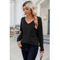 thumbnail image 4 of Zeagoo Womens Sweaters Fall Casual Long Sleeve V Neck Shirts Lightweight Crochet Ribbed Knit Pullover Tops, 4 of 6