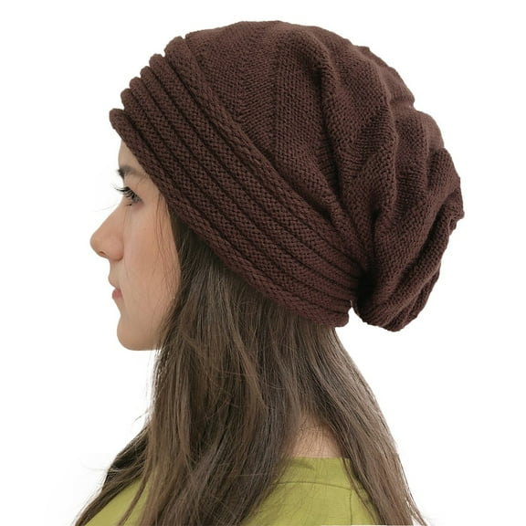 MIASHUI Women's Loose Knit Slouchy Solid Color Brimless Hat Warm and Comfortable Winter Cap Coffee