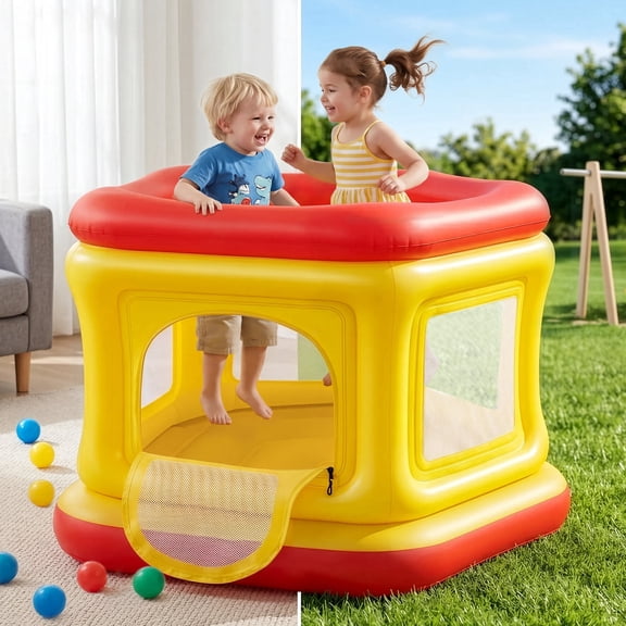 Wisairt 3-in-1 Inflatable Bounce House for Toddlers 1-3,Indoor Outdoor Blow up Bouncy House