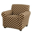 thumbnail image 2 of Great Bay Home Stretch Printed Washable Chair Slipcover  (Chair, Chocolate), 2 of 5