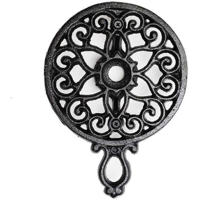 Sungmor Cast Iron Tea Warmer Pot Dish Cups Heater Pot Trivet - Rustic & Graceful Pattern Design with Tealight Holder - Heavy Duty & Decorative Candle Holder Stands for Heat Food Coffee Milk or Tea
