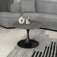 thumbnail image 3 of LeisureMod 27" Round Coffee Table with Sintered Stone Top and Powder-Coated Stainless Steel Pedestal Base for Modern Living Room, Bedroom, Lounge Area Verve Collection in Grey, 3 of 9
