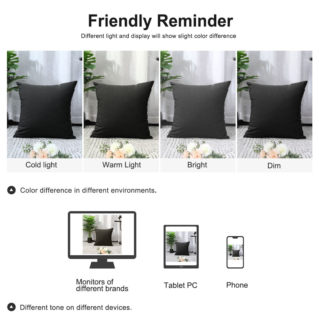 Unique Bargains 2-Pack Canvas Decorative Throw Pillow Cover 18" x 18" Black