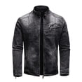 thumbnail image 2 of Lilgiuy Men's Fall/Winter Fleece Denim Jacket Stretch Washed Denim Top Jacket Black Fall Fashion for 2022 Spring Winter, 2 of 5