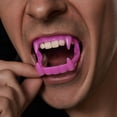 thumbnail image 3 of Glow in Dark Vampire Fangs Halloween Costume Teeth Adult Kids Fake Fangs Cosplay Props for Party Favors Goodie Bag Fillers (Purple), 3 of 4